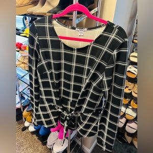 Bar III Black and White Checked Blouse